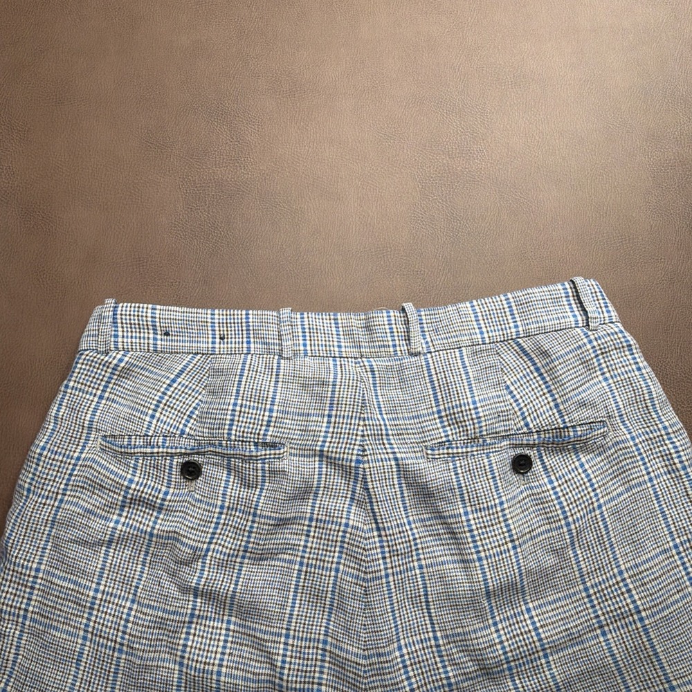 Brooks Brothers 100% Linen Pants Men's 34 Tall 34x35 Plaid Checked Straight Leg - Picture 7 of 13